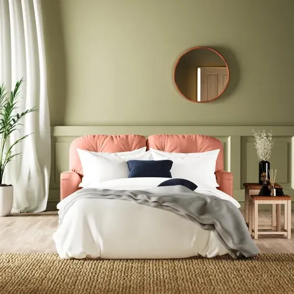 2-Seater Sofa Bed Convertible - Coral, Velvet