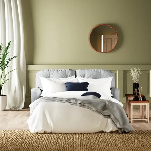 2-Seater Sofa Bed Convertible - Grey, Velvet