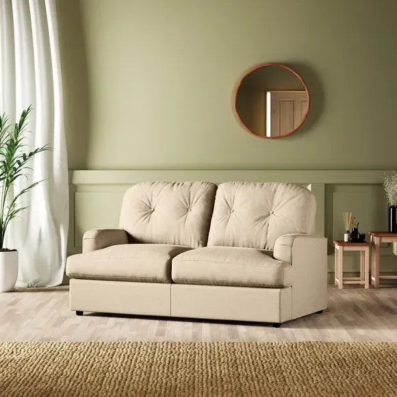 2-Seater Sofa Bed Convertible - Sand, Velvet