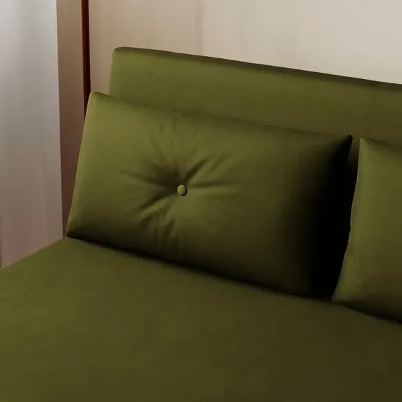 2-Seater Sofa Bed Foldout - Olive, Velvet