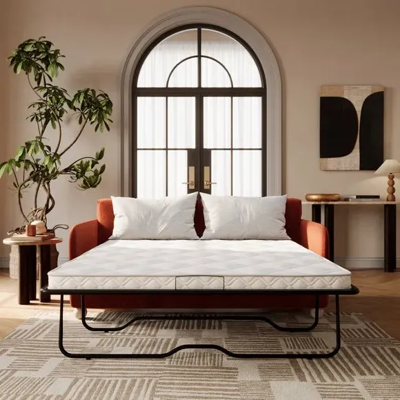2-Seater Sofa Bed with Ball Feet - Terracotta