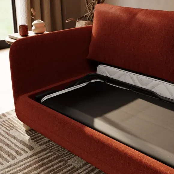 2-Seater Sofa Bed with Ball Feet - Terracotta