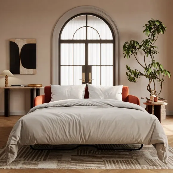 2-Seater Sofa Bed with Ball Feet - Terracotta image