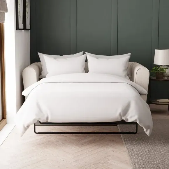 2-Seater Sofa Bed with Curved Arms - Natural