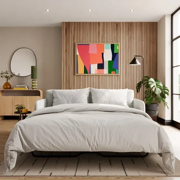 2-Seater Sofa Bed with Pull-Out - Natural image