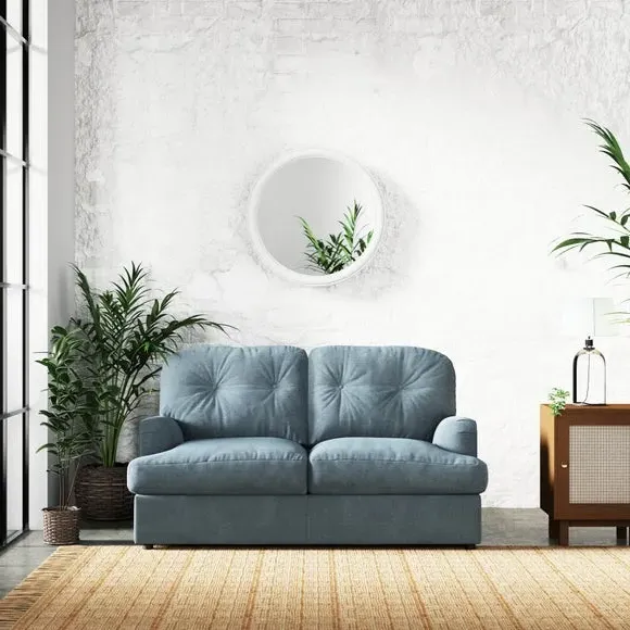 2-Seater Sofa Bed with Storage - Aqua, Chenille