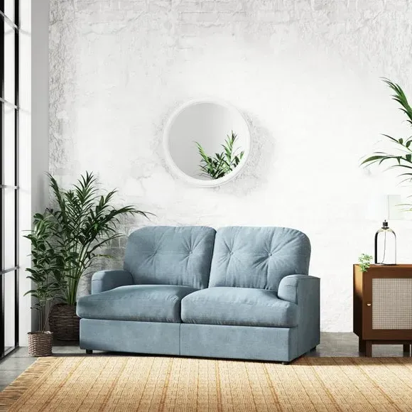 2-Seater Sofa Bed with Storage - Aqua, Chenille