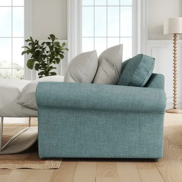 2-Seater Sofa Bed with Storage - Aqua, Chenille