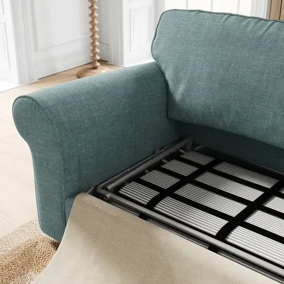 2-Seater Sofa Bed with Storage - Aqua, Chenille