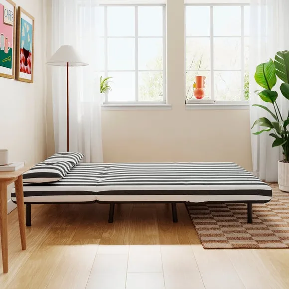 2-Seater Sofa Bed with Storage - Black, Fabric