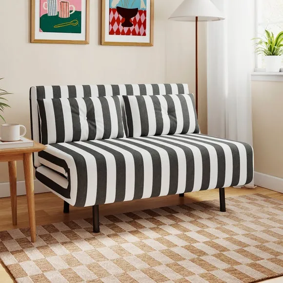 2-Seater Sofa Bed with Storage - Black, Fabric image