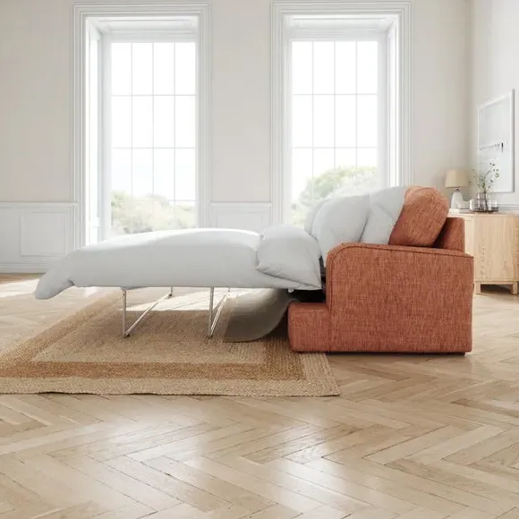 2-Seater Sofa Bed with Storage - Clay, Faux Linen