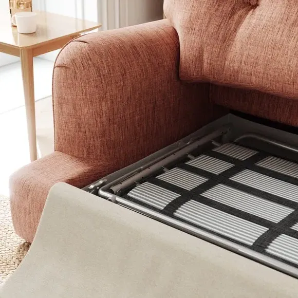 2-Seater Sofa Bed with Storage - Clay, Faux Linen