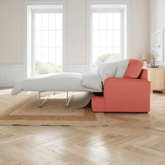 2-Seater Sofa Bed with Storage - Coral, Velvet