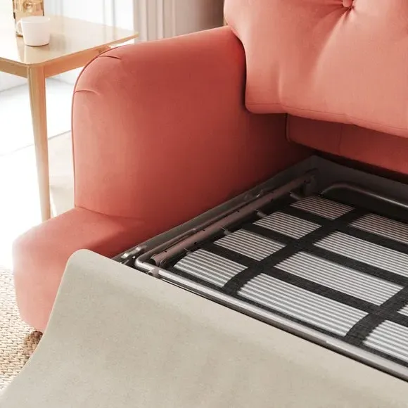 2-Seater Sofa Bed with Storage - Coral, Velvet