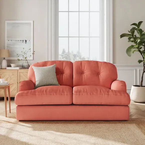 2-Seater Sofa Bed with Storage - Coral, Velvet
