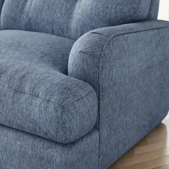 2-Seater Sofa Bed with Storage - Denim, Faux Linen