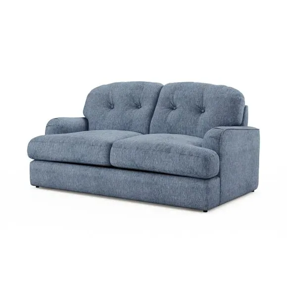 2-Seater Sofa Bed with Storage - Denim, Faux Linen