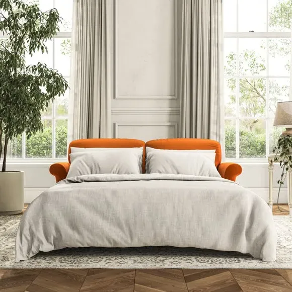 2-Seater Sofa Bed with Storage - Ginger, Velvet
