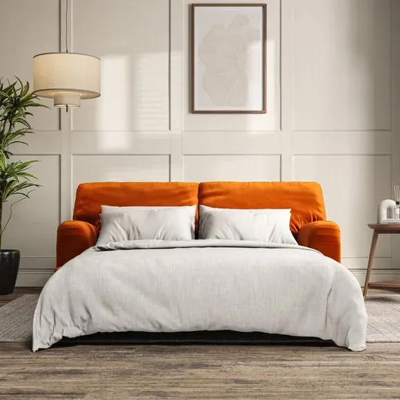 2-Seater Sofa Bed with Storage - Ginger, Velvet