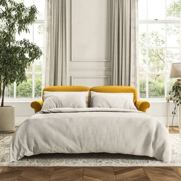 2-Seater Sofa Bed with Storage - Gold, Velvet