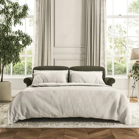 2-Seater Sofa Bed with Storage - Green, Chenille