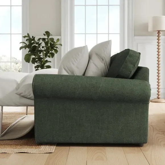 2-Seater Sofa Bed with Storage - Green, Chenille