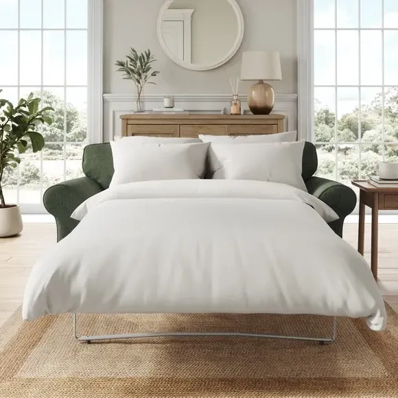 2-Seater Sofa Bed with Storage - Green, Chenille