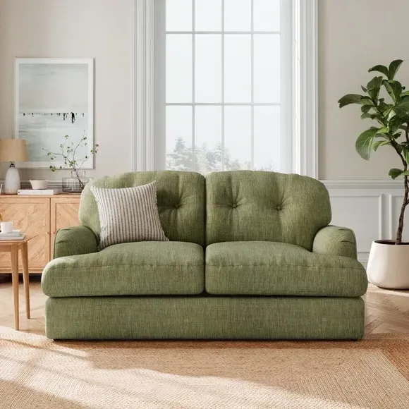 2-Seater Sofa Bed with Storage - Green, Faux Linen