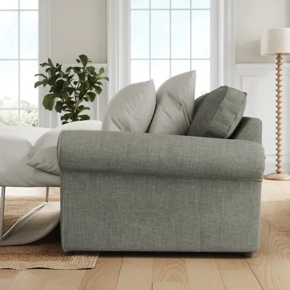 2-Seater Sofa Bed with Storage - Grey, Chenille