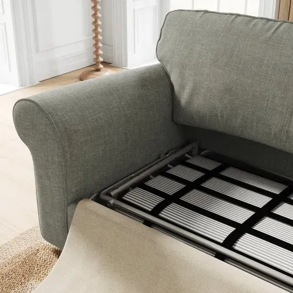 2-Seater Sofa Bed with Storage - Grey, Chenille