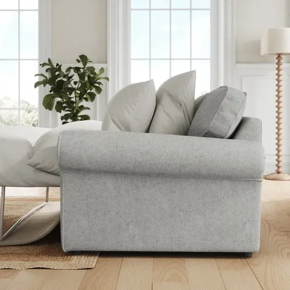 2-Seater Sofa Bed with Storage - Grey, Chenille