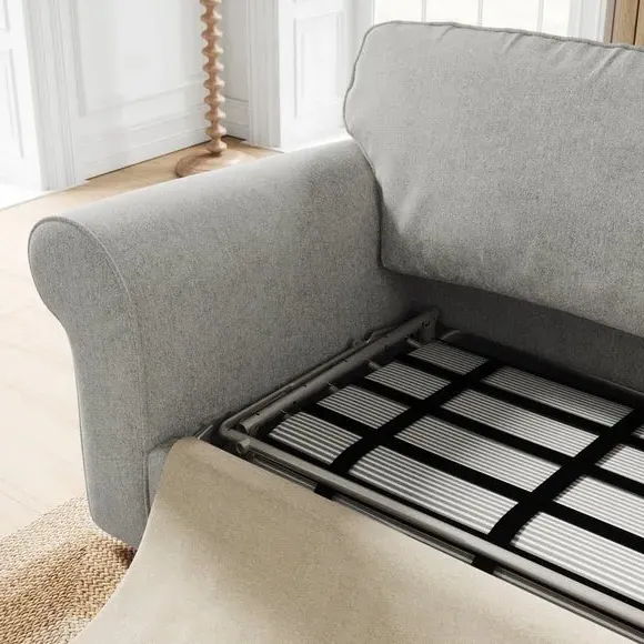 2-Seater Sofa Bed with Storage - Grey, Chenille