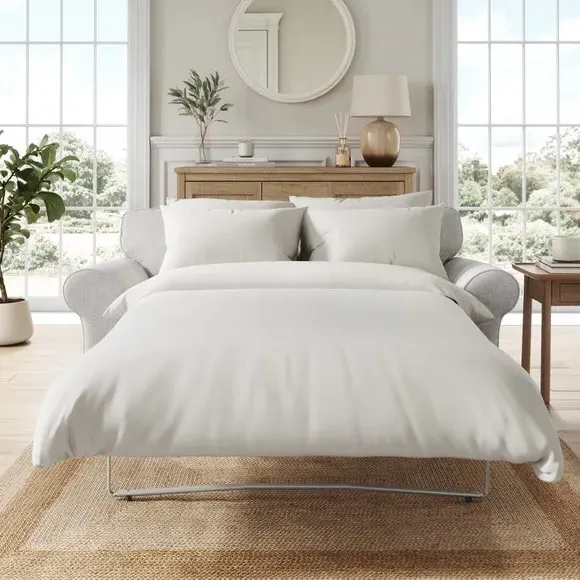 2-Seater Sofa Bed with Storage - Grey, Chenille image