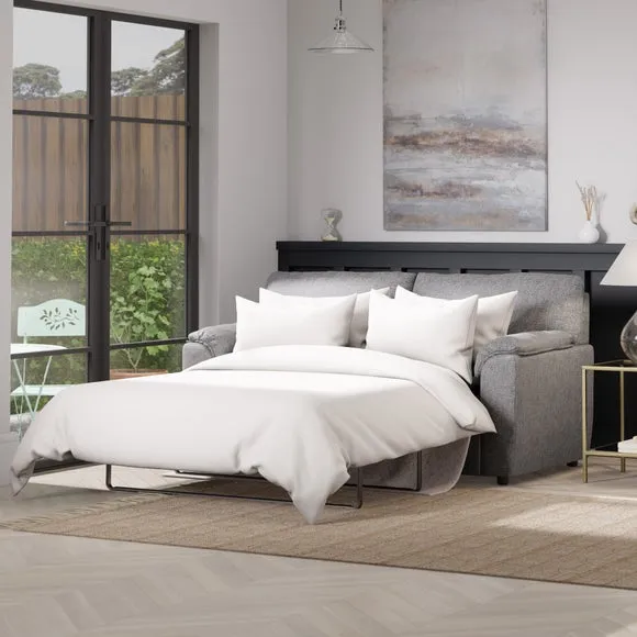 2-Seater Sofa Bed with Storage - Grey, Fabric