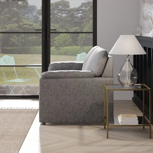2-Seater Sofa Bed with Storage - Grey, Fabric