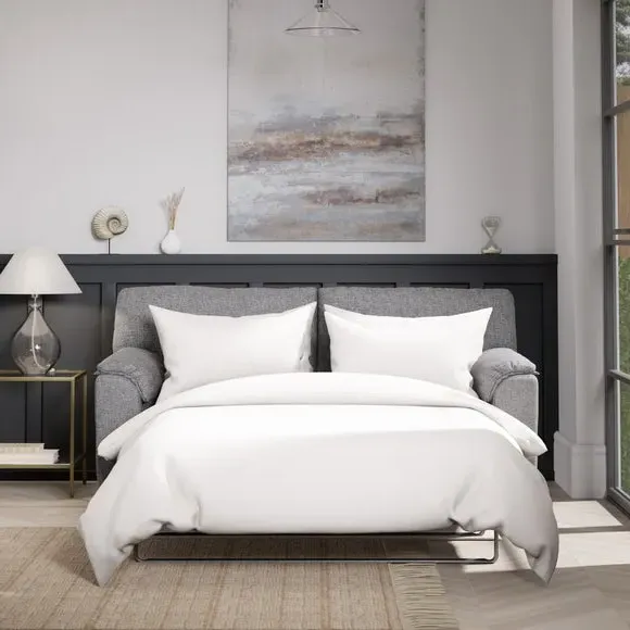 2-Seater Sofa Bed with Storage - Grey, Fabric image