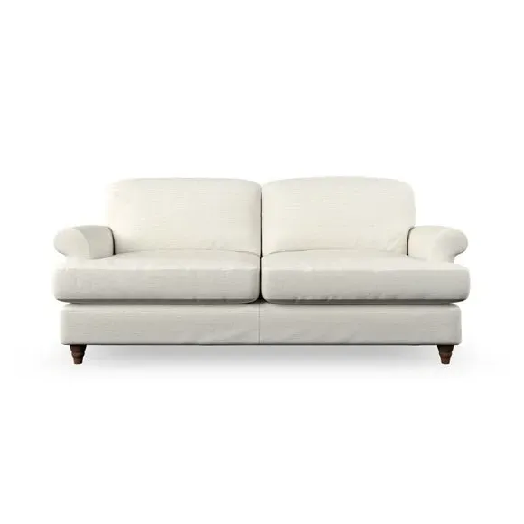 2-Seater Sofa Bed with Storage - Ivory, Chenille