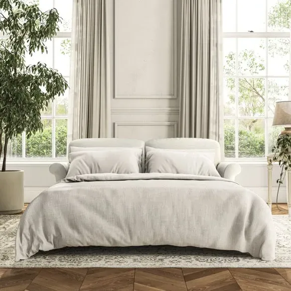 2-Seater Sofa Bed with Storage - Ivory, Chenille