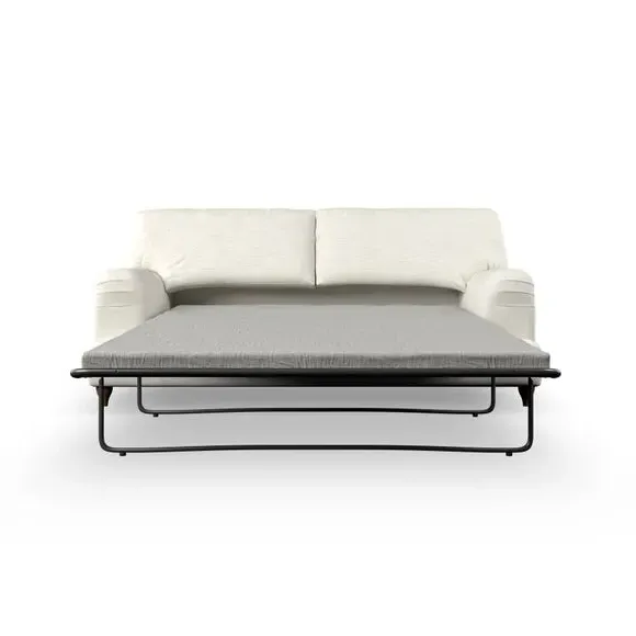 2-Seater Sofa Bed with Storage - Ivory, Fabric