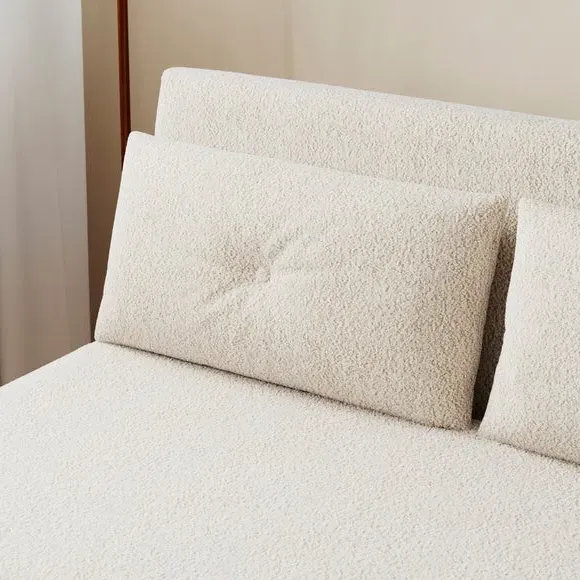2-Seater Sofa Bed with Storage - Ivory, Sherpa