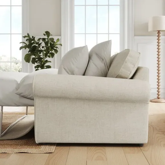 2-Seater Sofa Bed with Storage - Natural, Chenille