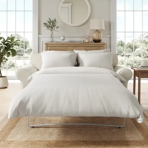 2-Seater Sofa Bed with Storage - Natural, Chenille