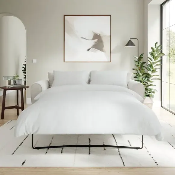 2-Seater Sofa Bed with Storage - Natural, Chenille image