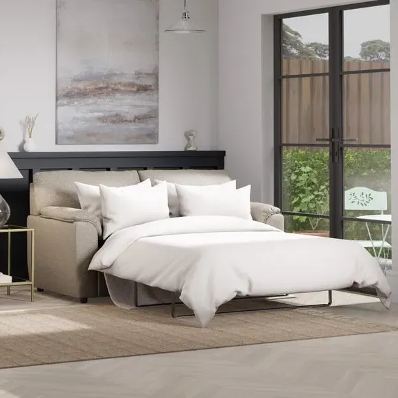 2-Seater Sofa Bed with Storage - Natural, Fabric