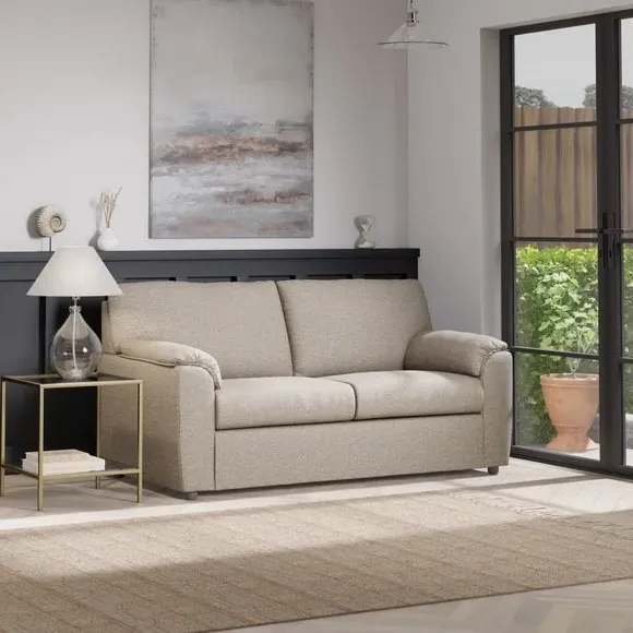 2-Seater Sofa Bed with Storage - Natural, Fabric