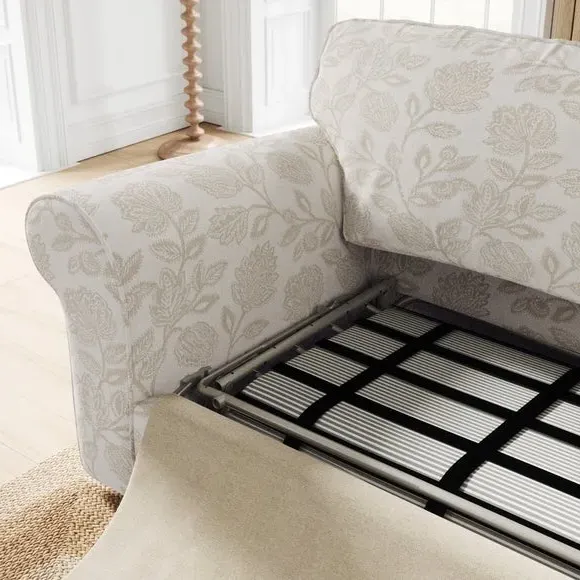 2-Seater Sofa Bed with Storage - Natural, Fabric