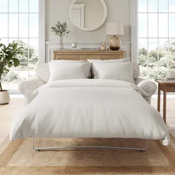 2-Seater Sofa Bed with Storage - Natural, Fabric