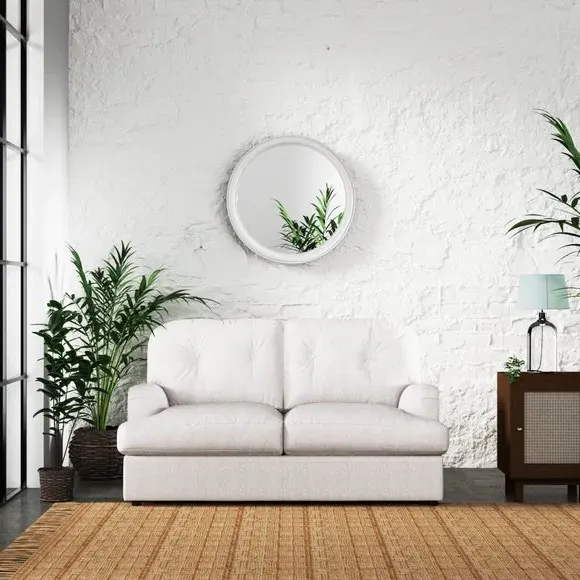 2-Seater Sofa Bed with Storage - Natural, Faux Linen
