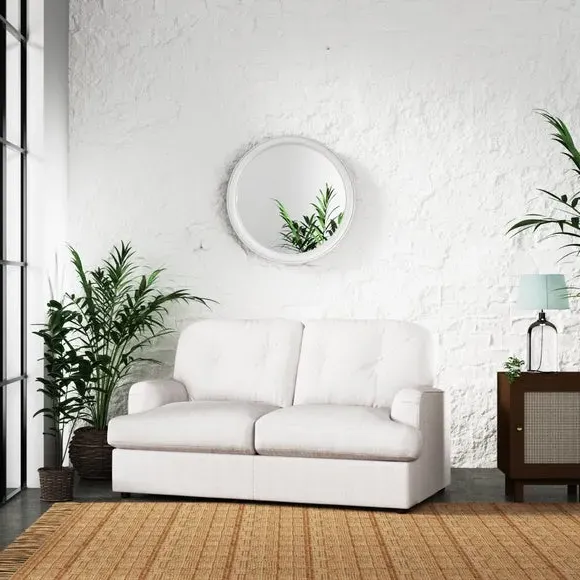 2-Seater Sofa Bed with Storage - Natural, Faux Linen
